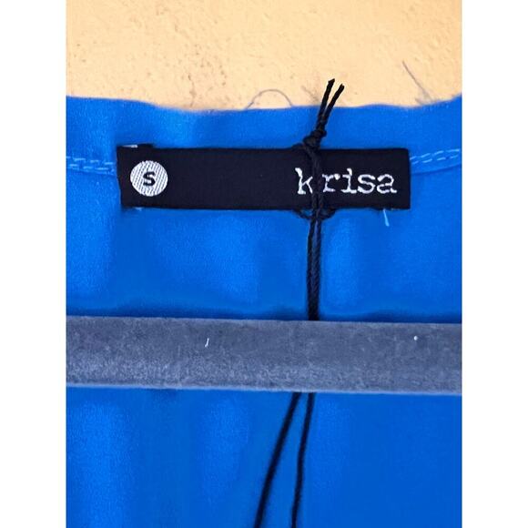 Krisa Revolve Blue Solid Scoop Neck Sleeveless Tunic Tank Top  NWT - Picture 4 of 8